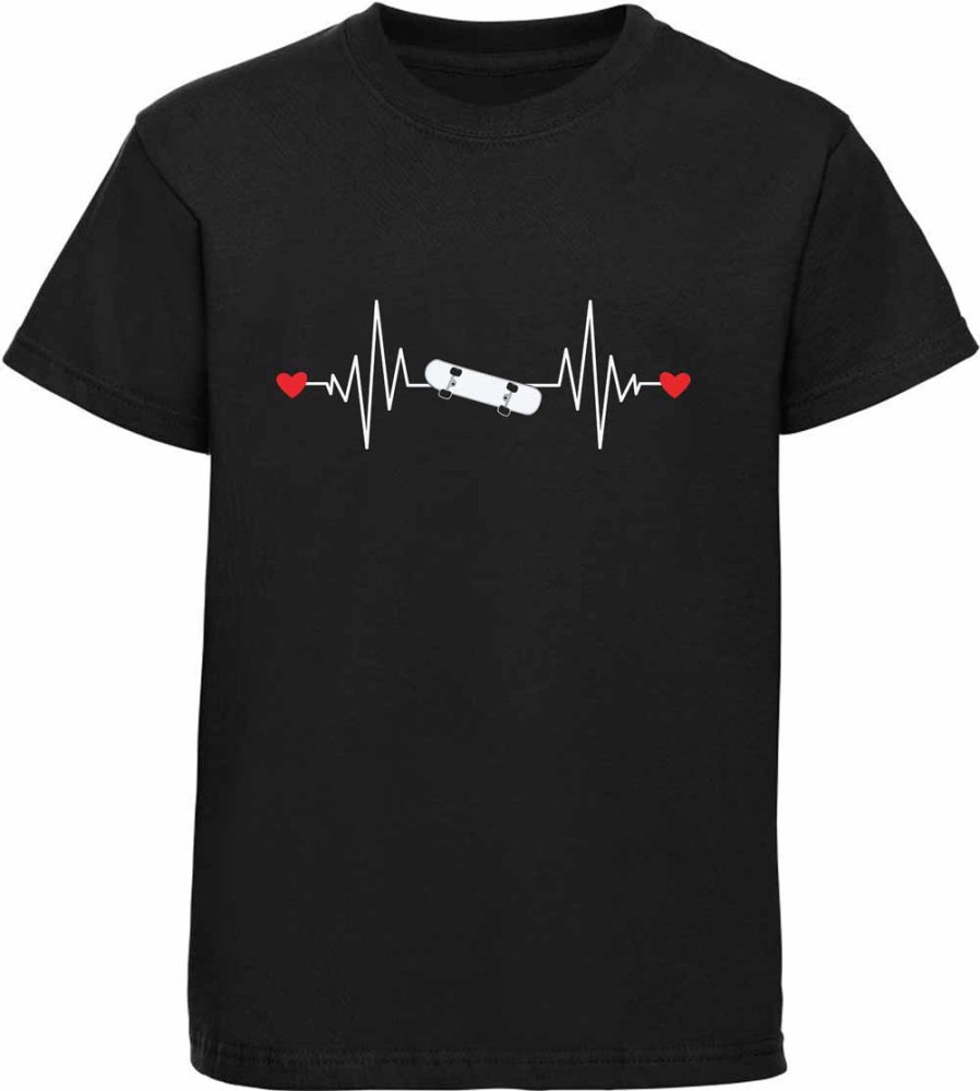 Skater Kids T-Shirt Heartbeat Line with Skateboard